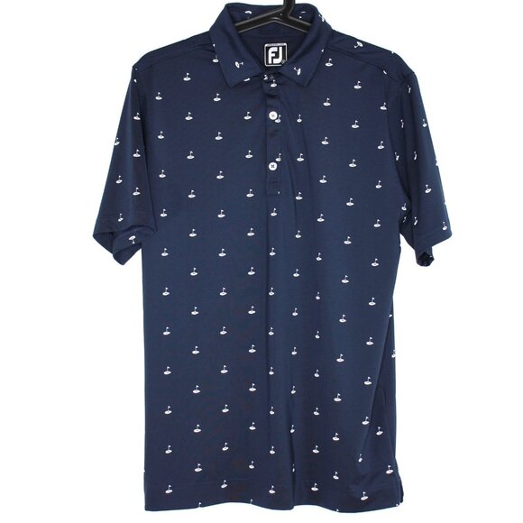 FootJoy Mens Small Geometric Patterned Printed Performance Golf Polo Shirt N1319 - Picture 1 of 4